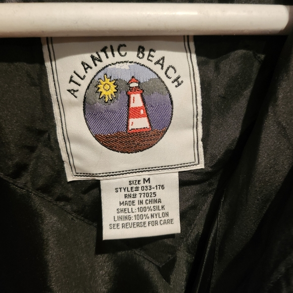 Vintagw Atlantic Beach 100% Silk Bomber-Style Jacket - Picture 3 of 3